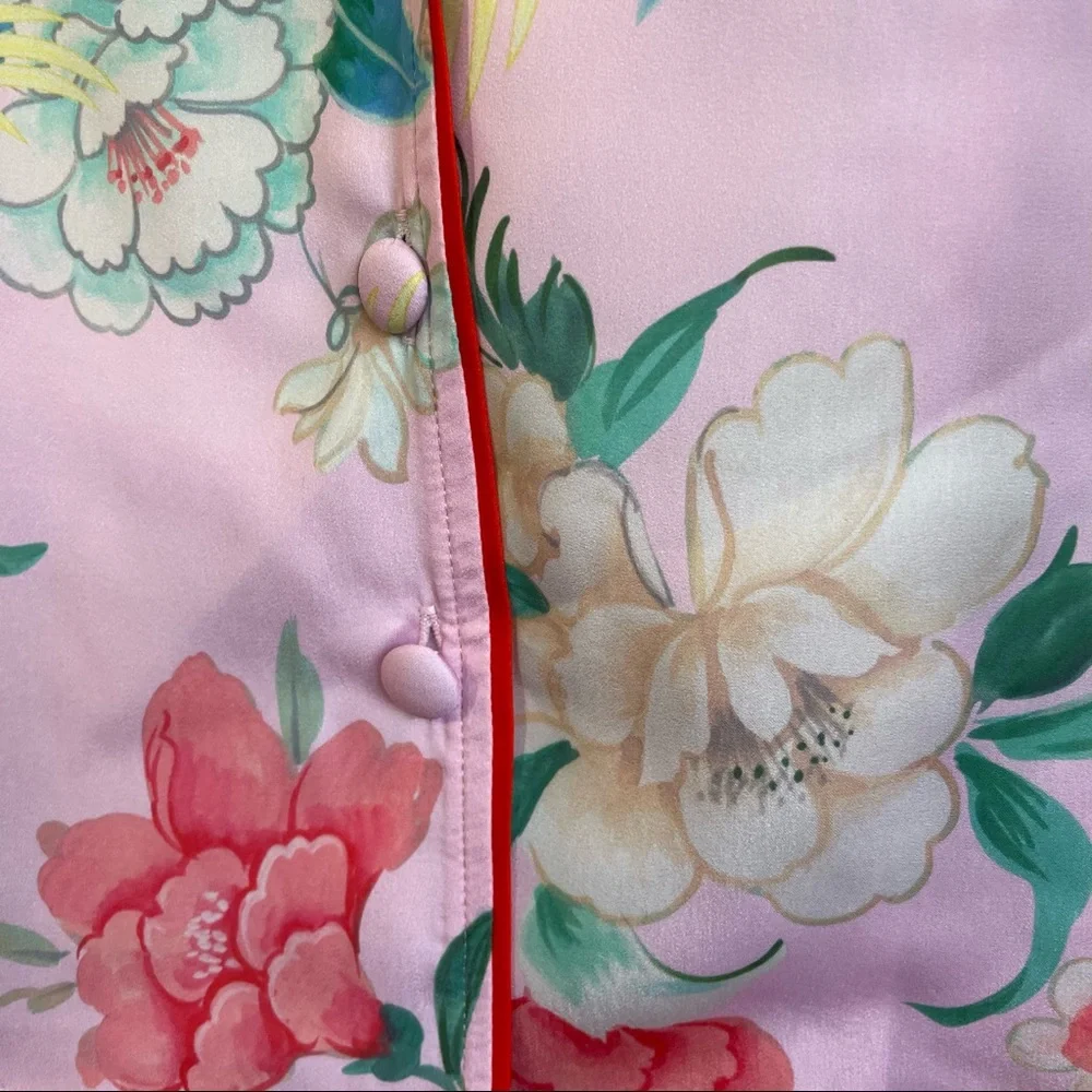 REVOLVE Plush Apparel‎ Pink Multi Floral Print Silky Pajama Set
